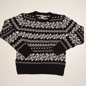 Bass Snowflake Ski Sweater Nordic Cozy Black White